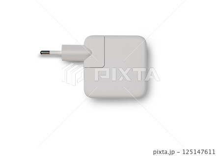 Usb wall charger plug for laptop isolated on white background 125147611