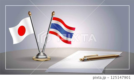 Small national flag of Japan and Thailand flag Relation, Template Vector Illustration 125147901
