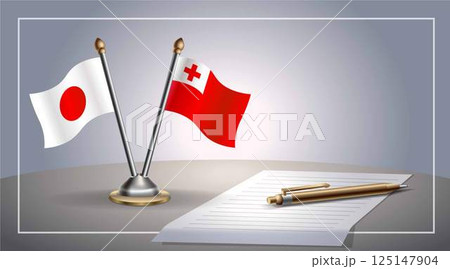 Small national flag of Japan and Tonga flag Relation, Template Vector Illustration 125147904