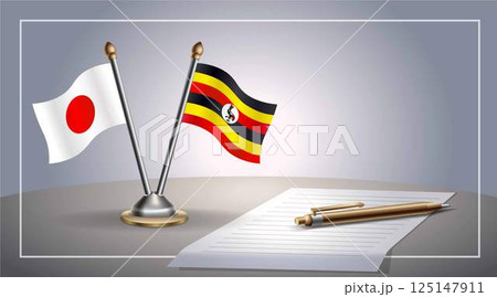 Small national flag of Japan and Uganda flag Relation, Template Vector Illustration 125147911