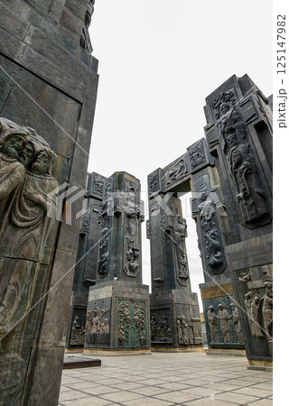 Chronicle of Georgia monument recording the history of Georgia by sculptor Zurab Tsereteli in Tbilisi, Georgia 125147982