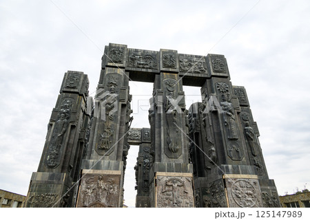 Chronicle of Georgia monument recording the history of Georgia by sculptor Zurab Tsereteli in Tbilisi, Georgia Chronicle of Georgia monument recording the history of Georgia by sculptor Zurab Tsereteli in Tbilisi, Georgia 125147989
