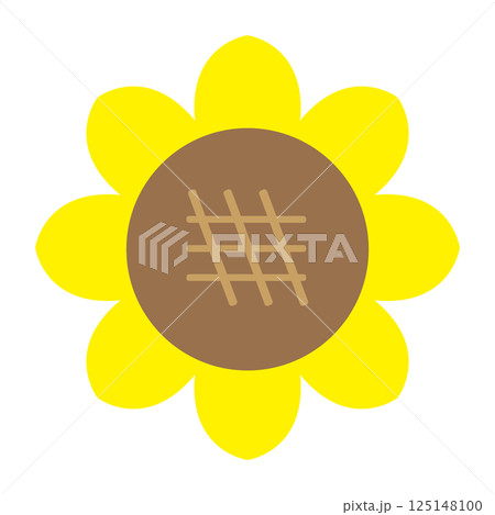 シンプルでかわいいひまわりのカットベクターイラスト素材 125148100