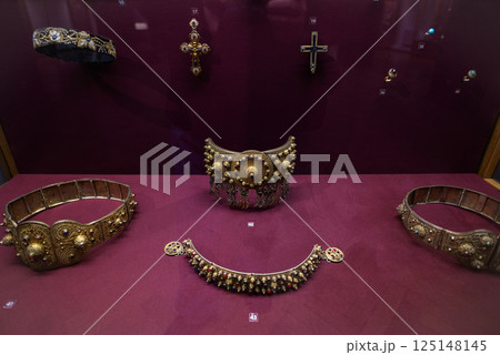 Exhibition of old artifacts, weapons and jewelry in Georgian National Museum in Tbilisi, capital of Georgia 125148145