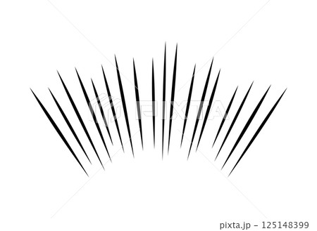 手書きの細い線の漫画風集中線素材 125148399