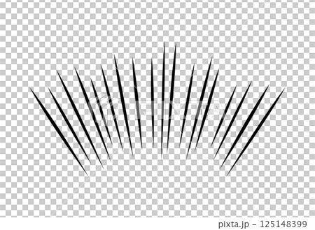 手書きの細い線の漫画風集中線素材 125148399