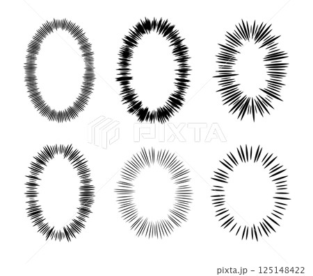 ペンで書いたような漫画の楕円ウニフラッシュバリエーションセット 125148422