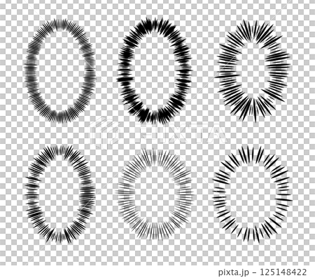 ペンで書いたような漫画の楕円ウニフラッシュバリエーションセット 125148422