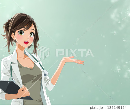 お勧めポーズをする女医のイメージ素材 125149134