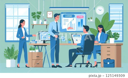 オフィスで仕事をする男性 オフィスで仕事をする男性 125149309