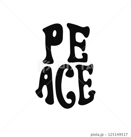 Groovy retro peace typography in black and white 125149517