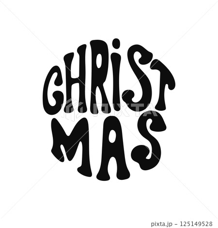 Bold retro groovy Christmas typography design with 125149528