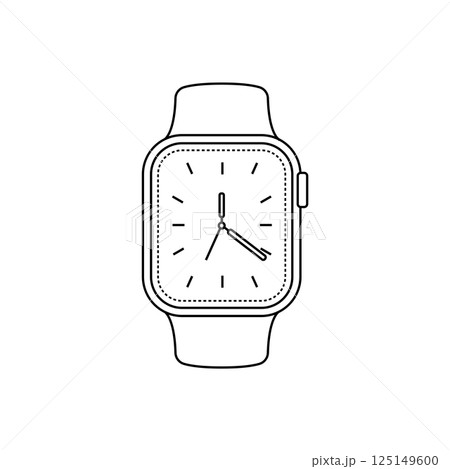 Smart Watch Outline Icon Illustration on Isolated White Background Suitable for Fashion, Accessories, Wristwatch Icon 125149600