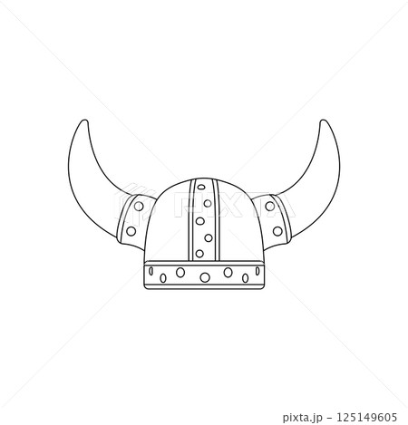 Viking Helmet Outline Icon Illustration on Isolated White Background Viking Helmet Outline Icon Illustration on Isolated White Background 125149605