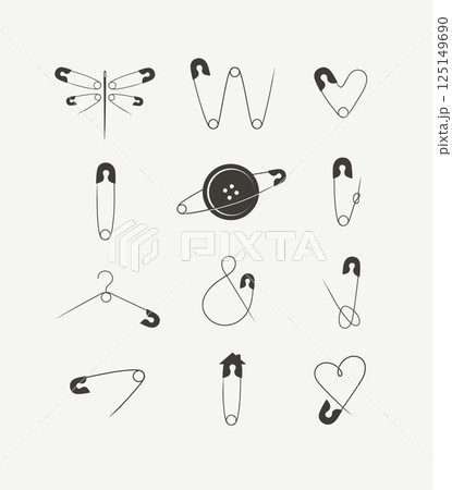 Safety pins minimalist style collection black 125149690