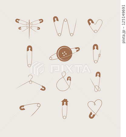 Safety pins minimalist style collection brown 125149691