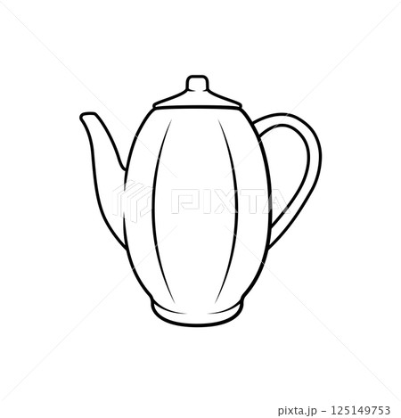 Teapot Icon in Outline Style on a White Background Suitable for Kettle, Drink, Decoration Icon. Isolated 125149753