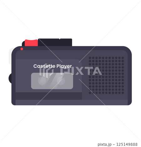 Cassette Player Flat Illustration. Clean Icon Design Element on Isolated White Background Cassette Player Flat Illustration. Clean Icon Design Element on Isolated White Background 125149888