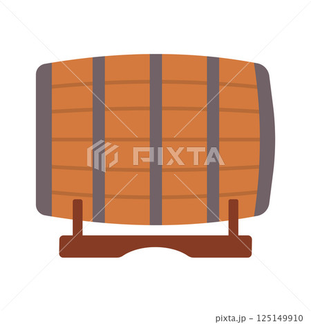 Wooden Barrel Flat Illustration. Clean Icon Design Element on Isolated White Background 125149910