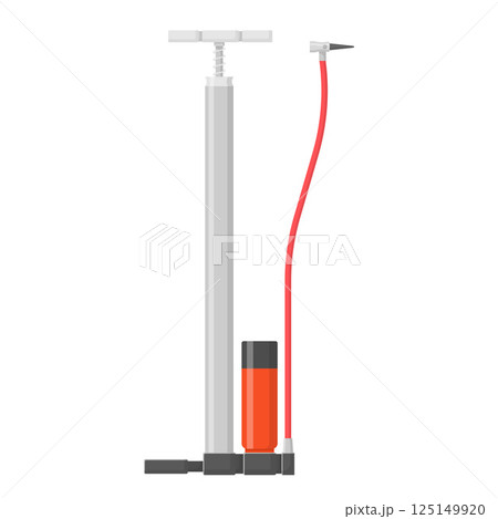 Floor Pump Illustration. Bicycle Track Pump Flat Style Icon on Isolated White Background Floor Pump Illustration. Bicycle Track Pump Flat Style Icon on Isolated White Background 125149920
