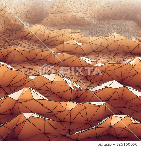 Polygonal Wireframe Terrain with Rugged Landscape 125150650