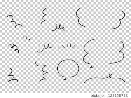 シンプルな線の手書きの吹き出しと漫符セット ベクター シンプルな線の手書きの吹き出しと漫符セット ベクター 125150738