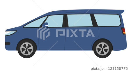 青色のミニバンのイラスト 125150776