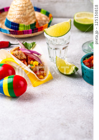 Cinco de Mayo concept with traditional Mexican food Cinco de Mayo concept with traditional Mexican food 125150818