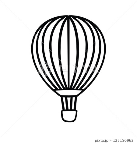 Hot Air Ballooon Icon Hand Drawn, Black and White - Thick Lines Hot Air Ballooon Icon Hand Drawn, Black and White - Thick Lines 125150962