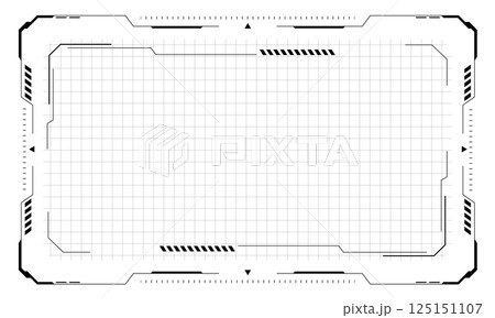 HUD frames black user interface elements design modern technology futuristic control panel screen digital hologram window gaming menu touching cyber monitor set white background vector 125151107