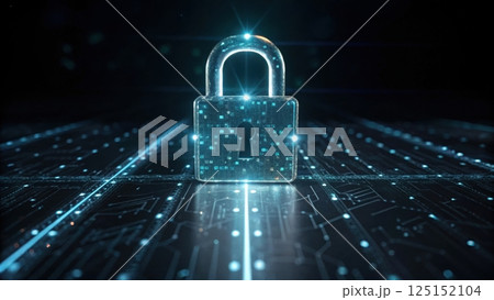 cyber lock glowing in a dark matrix environment symbolizing advanced digital security measures 125152104