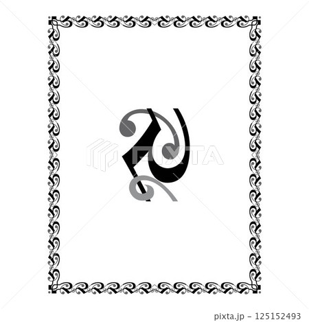 Vintage floral classic calligraphic retro vignette scroll frames ornamental design elements black and color set isolated vector 125152493