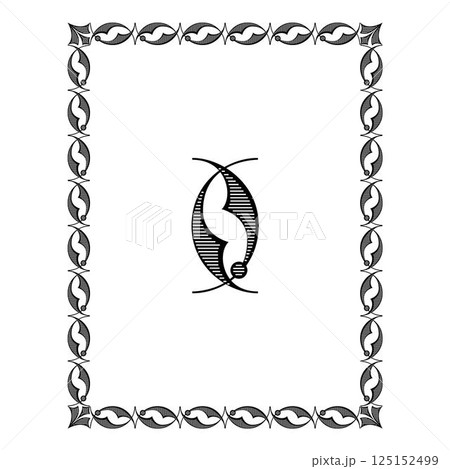 Vintage floral classic calligraphic retro vignette scroll frames ornamental design elements black and color set isolated vector 125152499