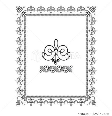 Vintage floral classic calligraphic retro vignette scroll frames ornamental design elements black and color set isolated vector 125152586