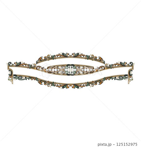 Blank vintage announcement ribbons set with swirl decoration isolated vector 125152975