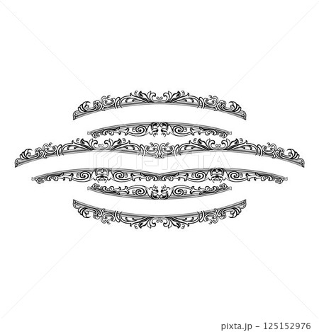 Blank vintage announcement ribbons set with swirl decoration isolated vector 125152976