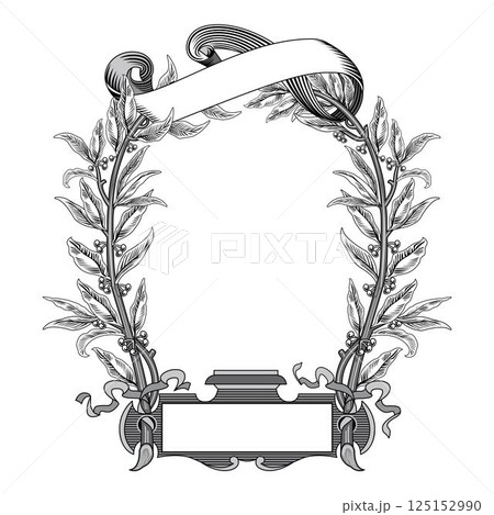 Sketch hand drawn traditional winning laurel branch wreaths set isolated vector illustration Sketch hand drawn traditional winning laurel branch wreaths set isolated vector illustration 125152990