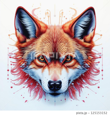 The face of a wild animal.  Creative fox head design. AI generated. The face of a wild animal.  Creative fox head design. AI generated. 125153152