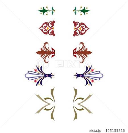 Vintage floral calligraphic floral vignette scroll corners ornamental design elements set isolated illustration Vintage floral calligraphic floral vignette scroll corners ornamental design elements set isolated illustration 125153226