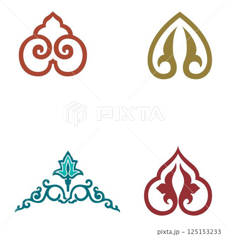 Vintage floral calligraphic floral vignette scroll corners ornamental design elements set isolated illustration Vintage floral calligraphic floral vignette scroll corners ornamental design elements set isolated illustration 125153233
