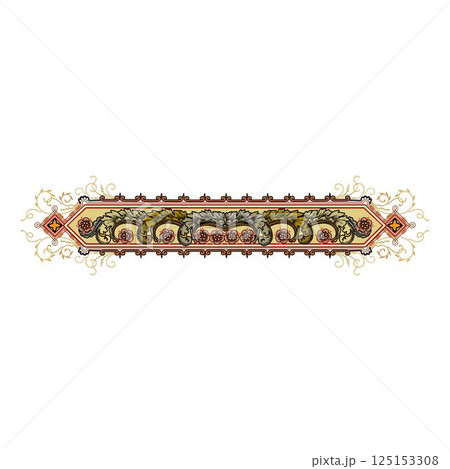 Vintage floral calligraphic floral vignette scroll corners ornamental design elements set isolated illustration 125153308