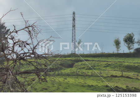 high voltage tower high voltage tower 125153398