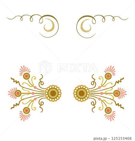 Vintage floral calligraphic floral vignette scroll corners ornamental design elements set isolated illustration Vintage floral calligraphic floral vignette scroll corners ornamental design elements set isolated illustration 125153408
