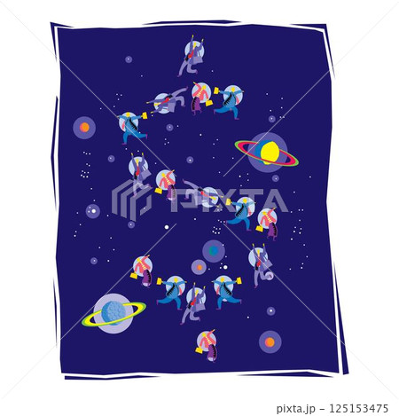 businessman in space dancing in galaxy people in space vector 125153475