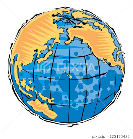 hand drawn abstract Clipart of Global earth planet map hand drawn abstract Clipart of Global earth planet map 125153483