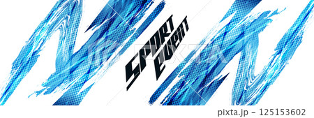 Abstract Sport Background with Blue Brush Strokes and Halftone Style. Grunge Background for Poster or Banner Design Elements 125153602