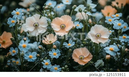 Peaceful Fresh Garden Inspired by Colors of Flowers and Creative Arrangements Peaceful Fresh Garden Inspired by Colors of Flowers and Creative Arrangements 125153911