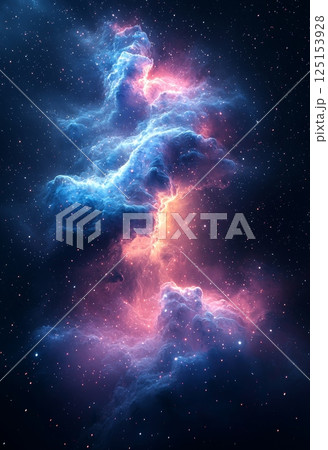 Dreamy Deep Space with Iridescent Blue and Pink Cosmic Clouds in the Universe Dreamy Deep Space with Iridescent Blue and Pink Cosmic Clouds in the Universe 125153928