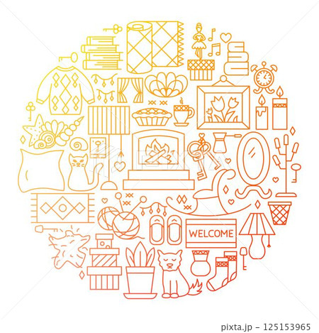 Sweet Home Line Icon Circle Design 125153965