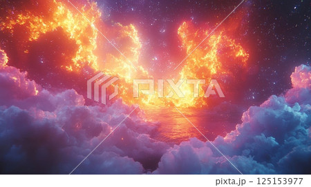 Distorted Abstract Surface of Peaceful Digital Scenery with Glitch Effects 125153977